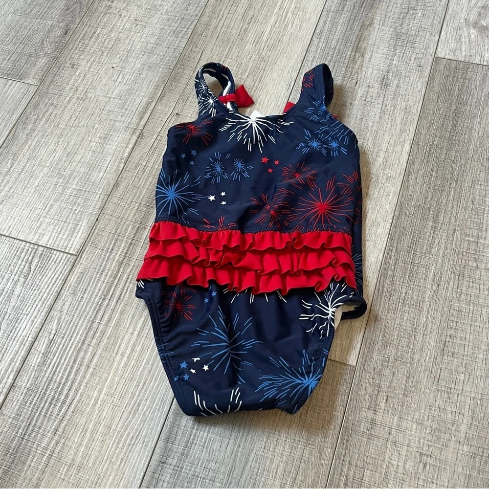 Hanna Andersson Firework Swimsuit - 18-24M - Patriotic One-Piece Summer Beach
